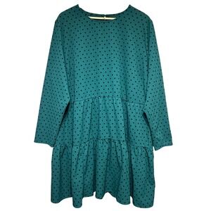 ASOS Design Curve Polka Dot Tiered Dress Women Plus 20 Green Relaxed Lightweight